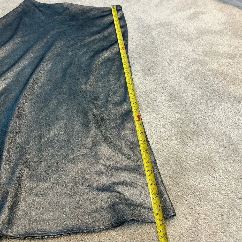 Steve Madden gray metallic silver midi slip skirt NWT